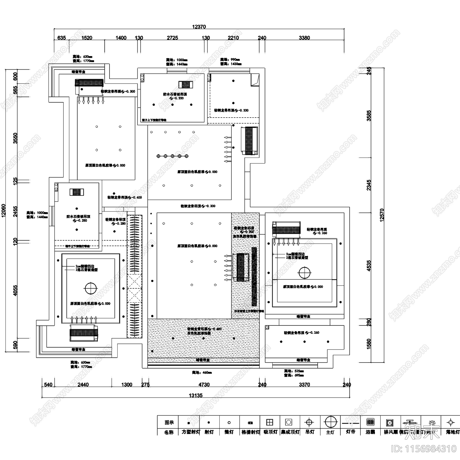 现代简约周庄雅居无主灯室内家装cad施工图下载【ID:1156984310】