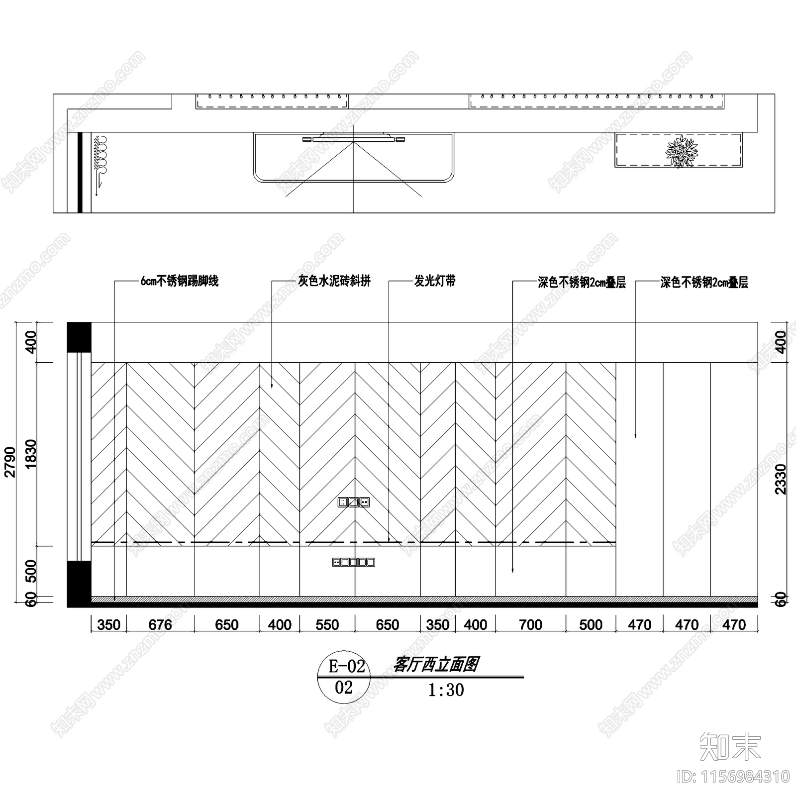 现代简约周庄雅居无主灯室内家装cad施工图下载【ID:1156984310】