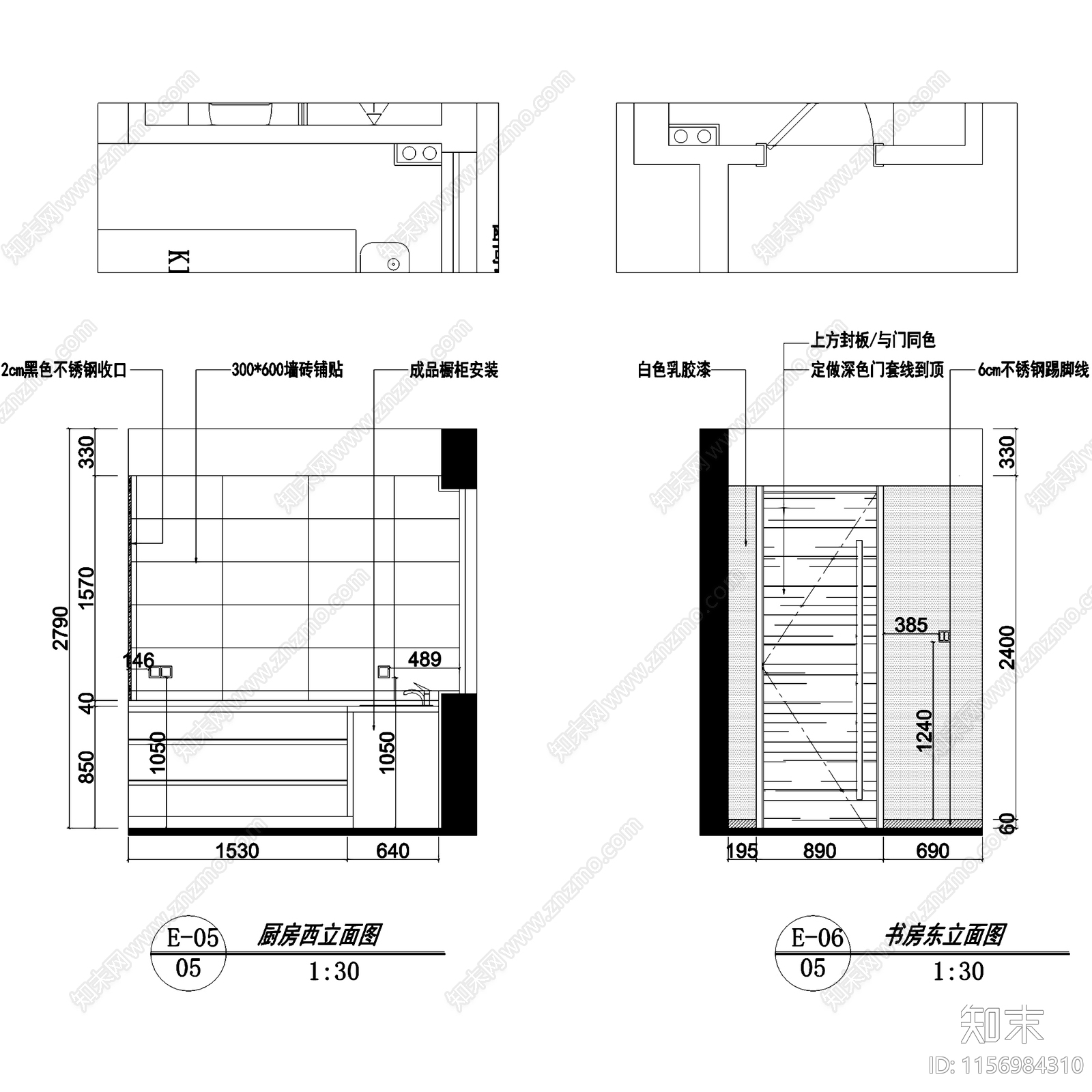 现代简约周庄雅居无主灯室内家装cad施工图下载【ID:1156984310】