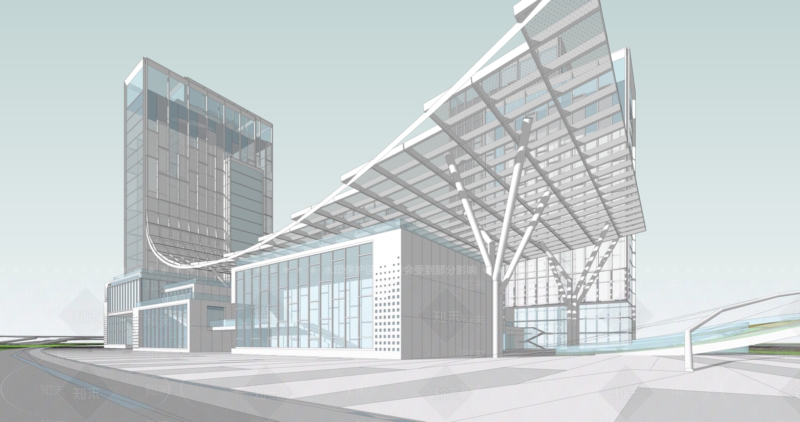 现代商业办公建筑SU模型下载【ID:1156984894】