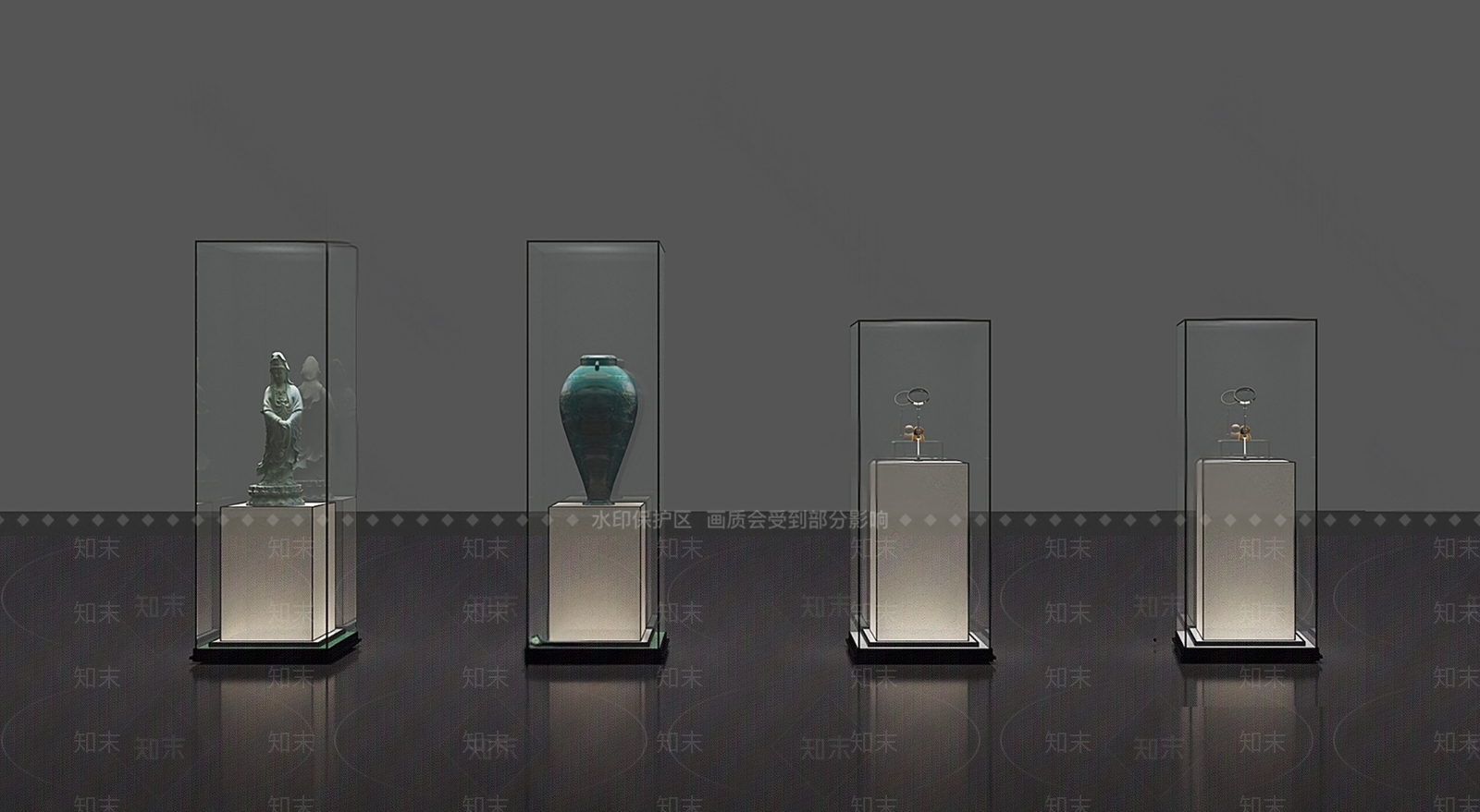 现代历史文物展示柜SU模型下载【ID:1156986724】