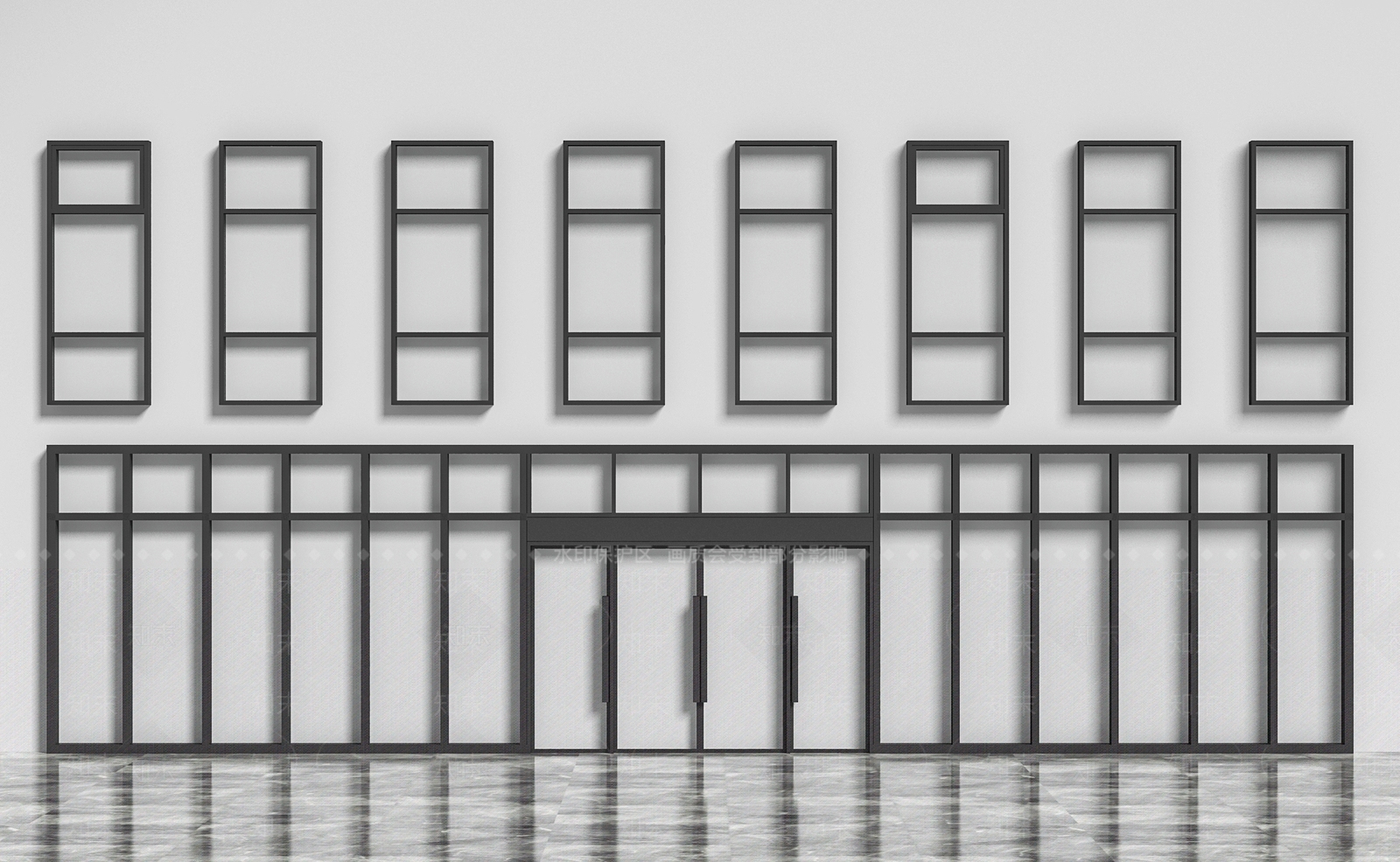 现代幕墙窗铝合金门窗3D模型下载【ID:1156990113】