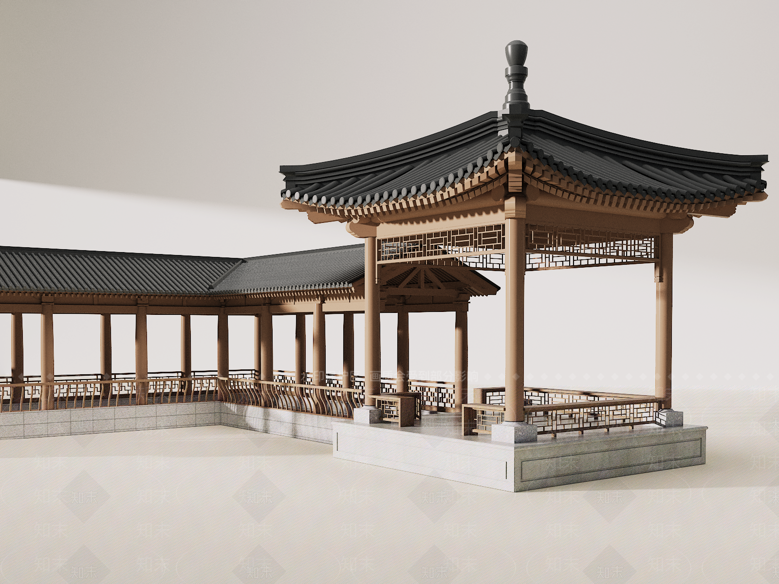 中式亭子3D模型下载【ID:1156993513】