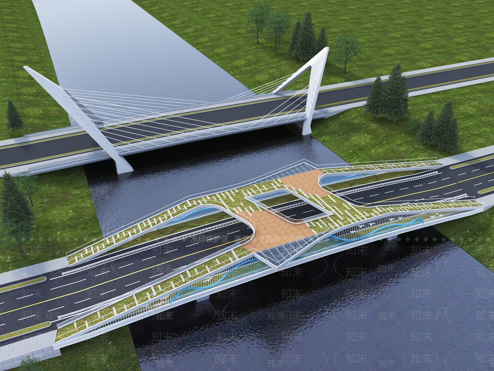现代市政桥3D模型下载【ID:1156994058】