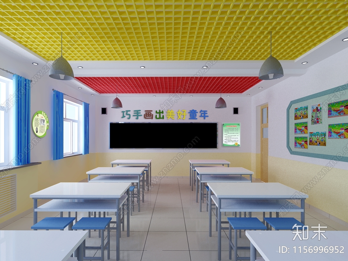 现代小学美术室3D模型下载【ID:1156996952】