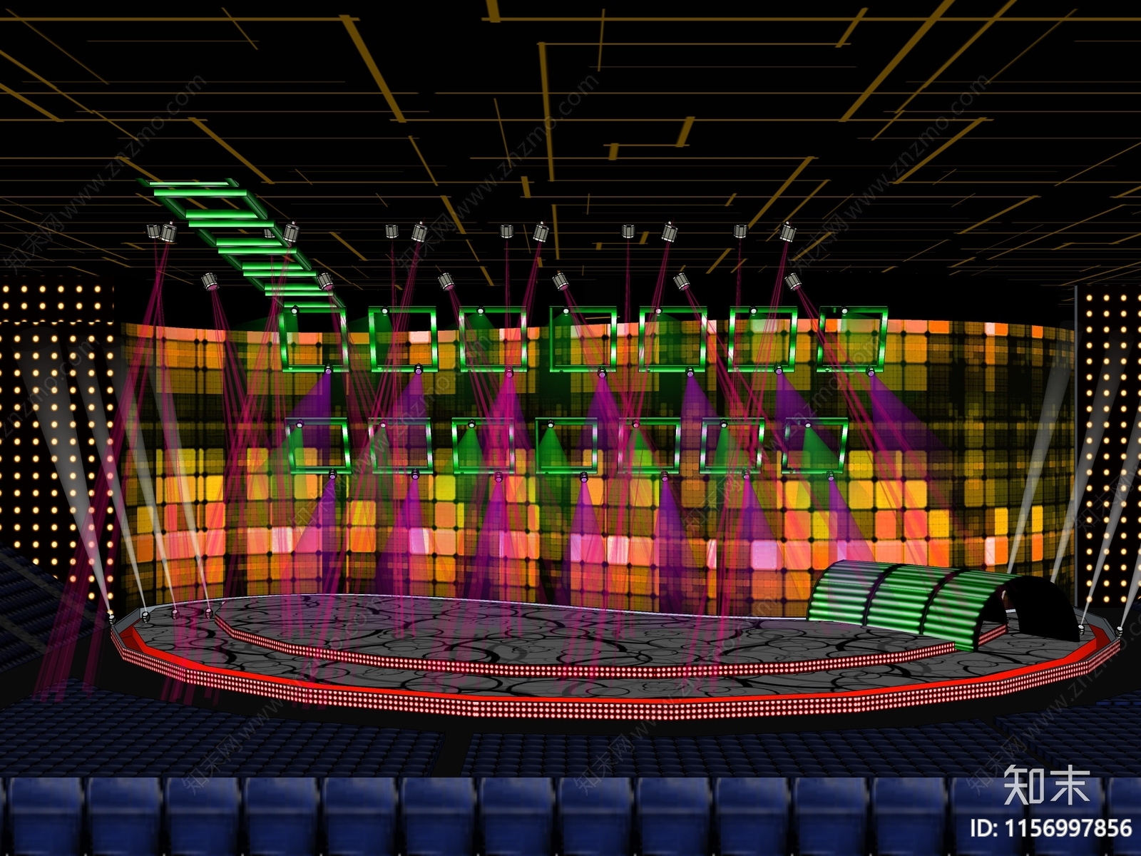 现代时尚表演音乐厅舞台SU模型下载【ID:1156997856】