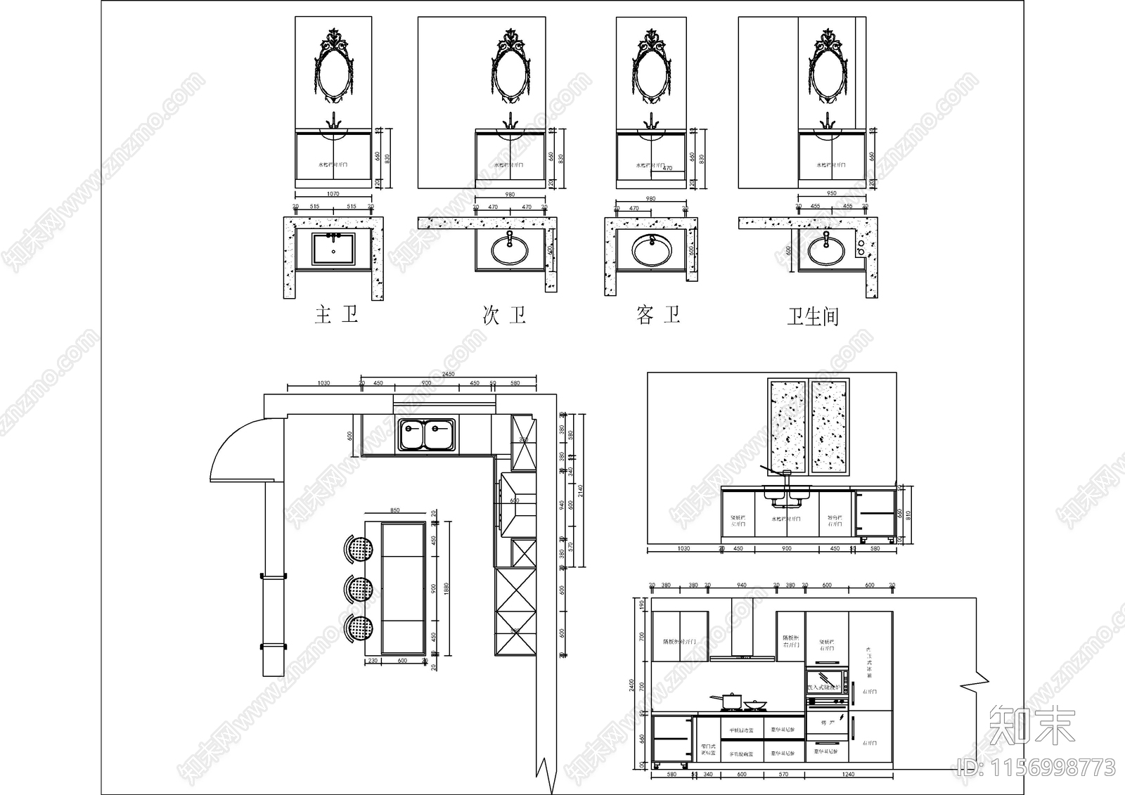 室内设计带报价表橱柜图纸施工图下载【ID:1156998773】