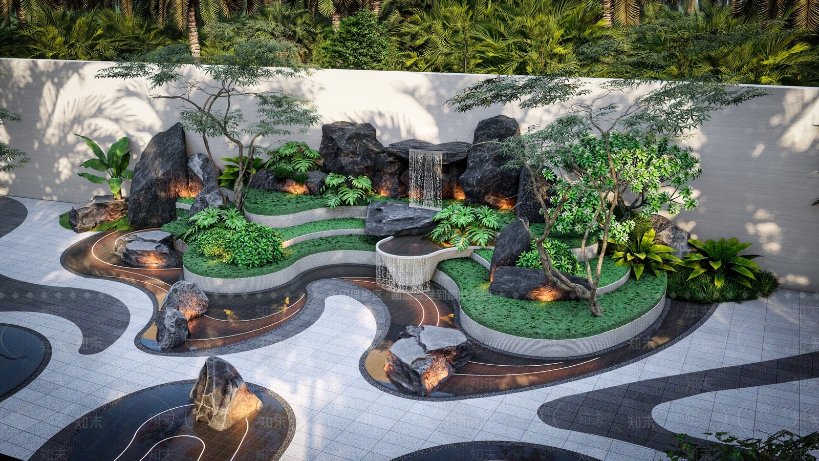 现代假山水景SU模型下载【ID:1157004564】