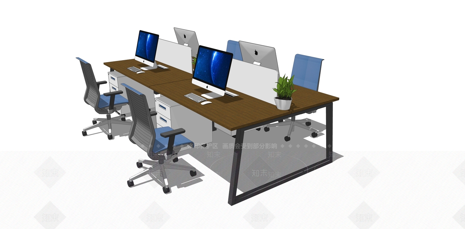 现代办公桌椅SU模型下载【ID:1157005533】