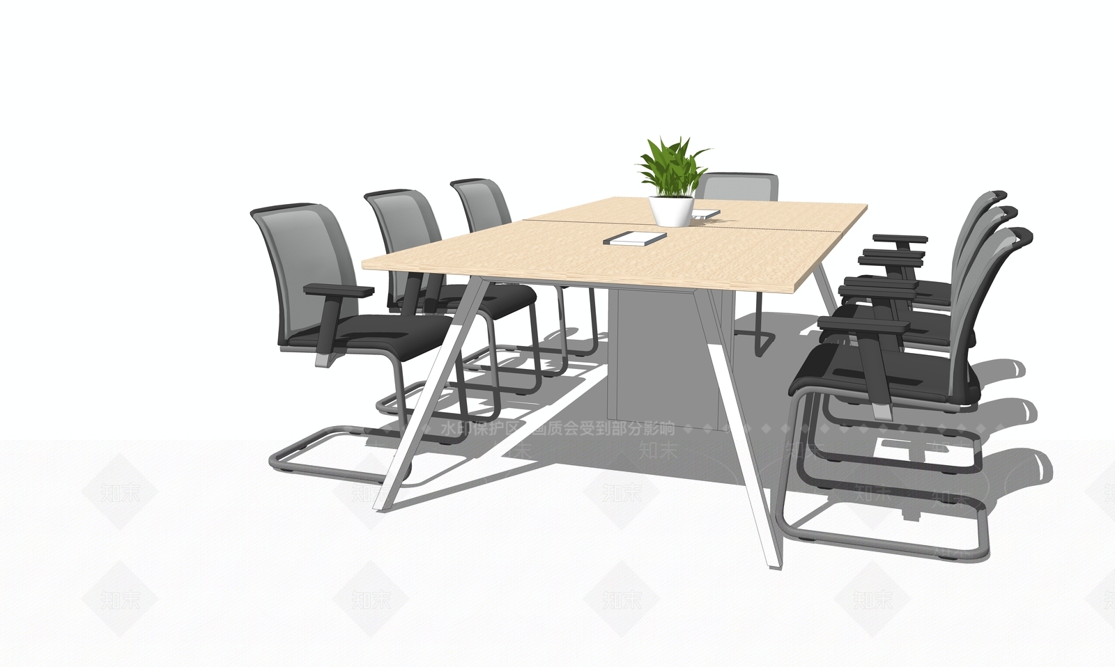 现代会议桌椅SU模型下载【ID:1157006626】