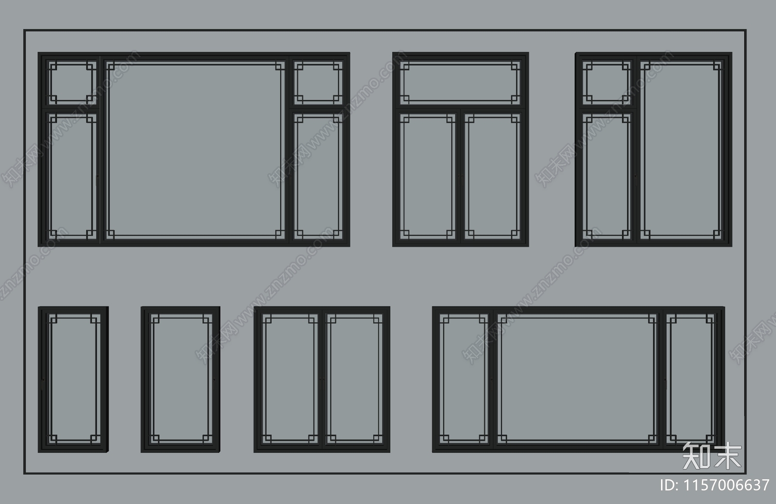 中式窗户SU模型下载【ID:1157006637】