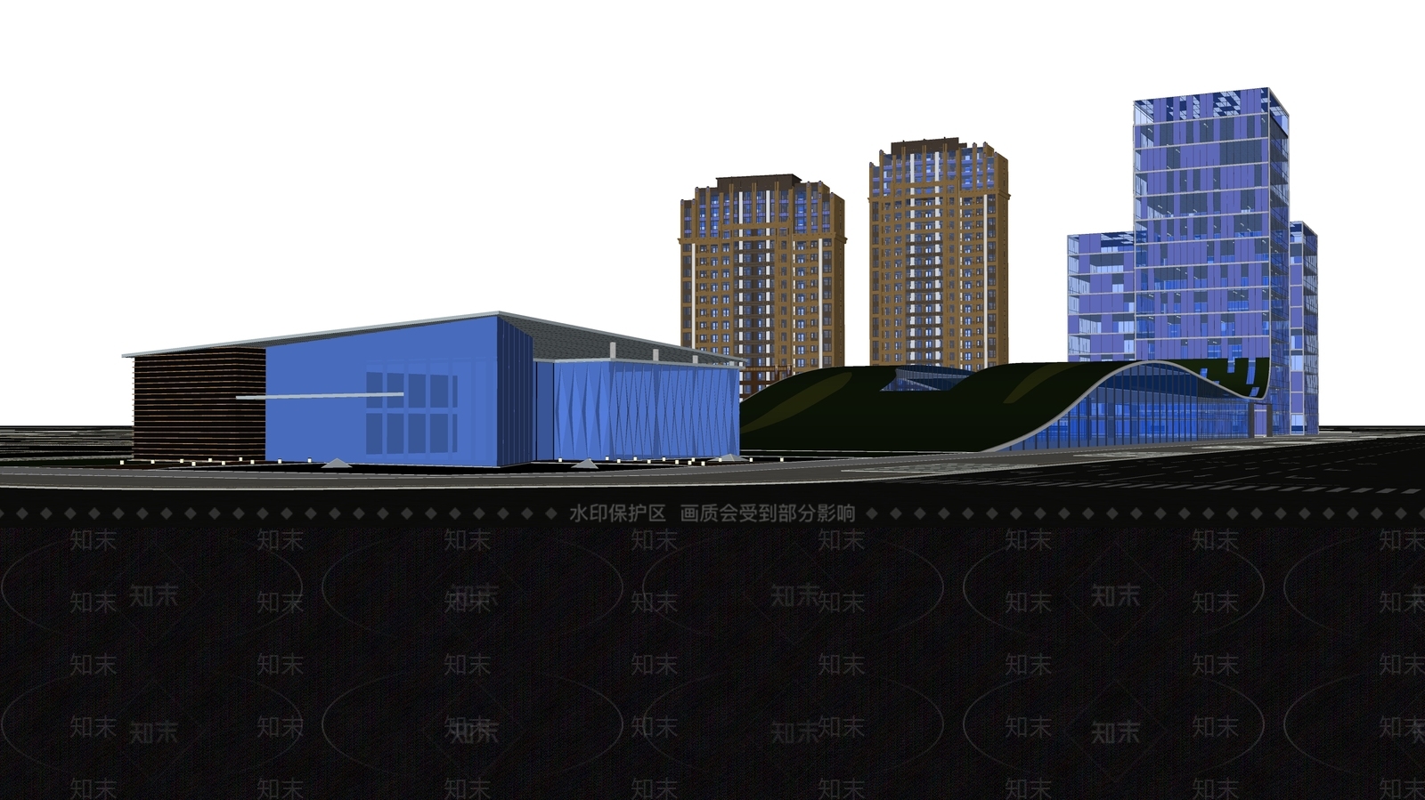 现代展览馆建筑SU模型下载【ID:1157006841】