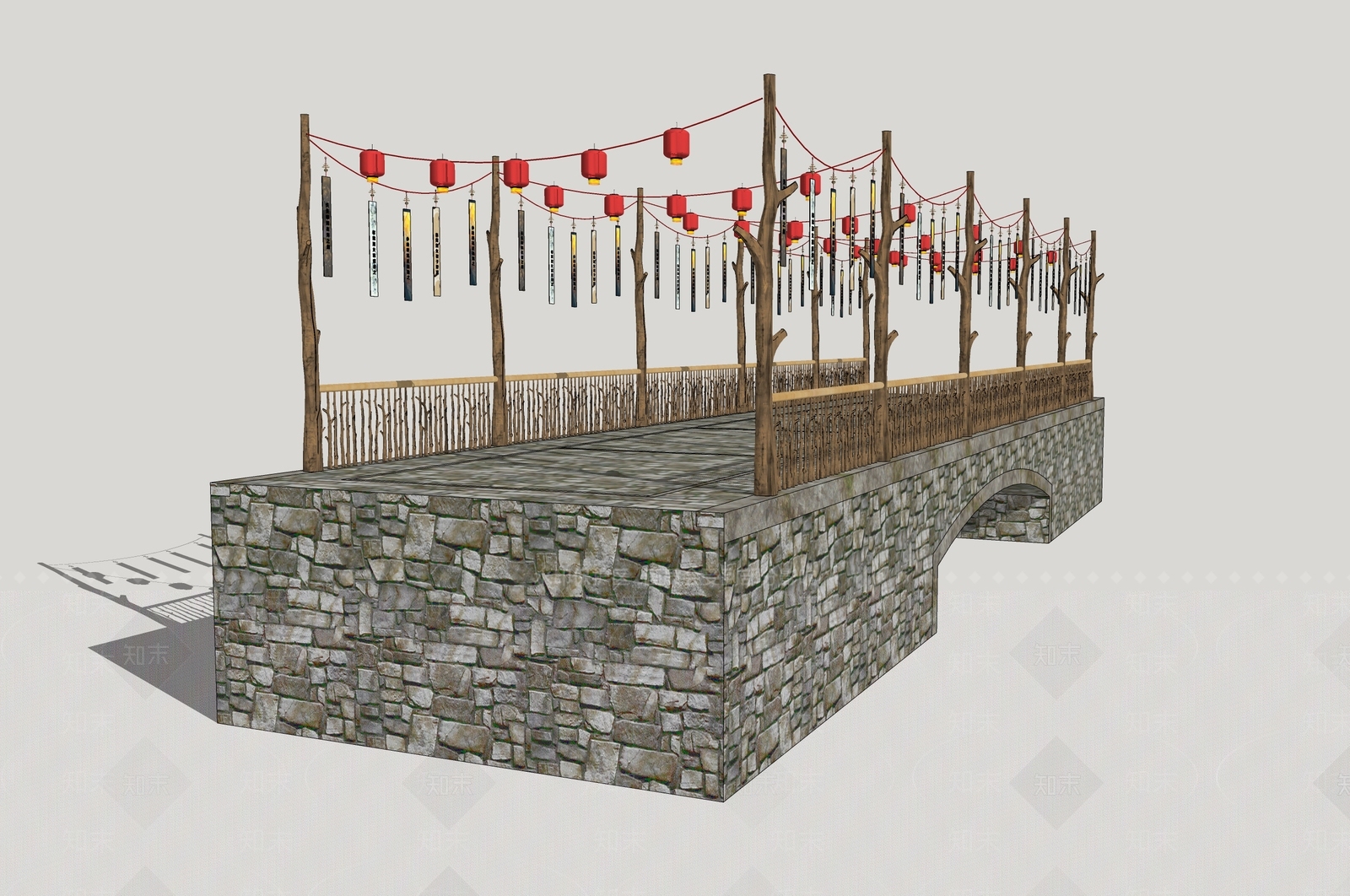 中式灯笼桥SU模型下载【ID:1157008514】