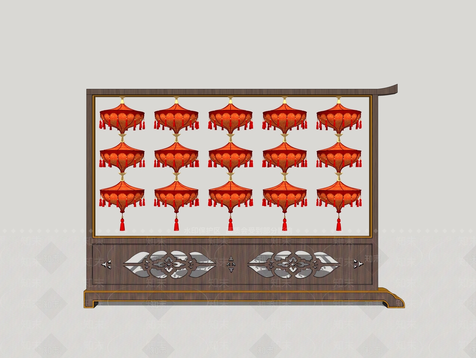 中式灯笼架SU模型下载【ID:1157008868】