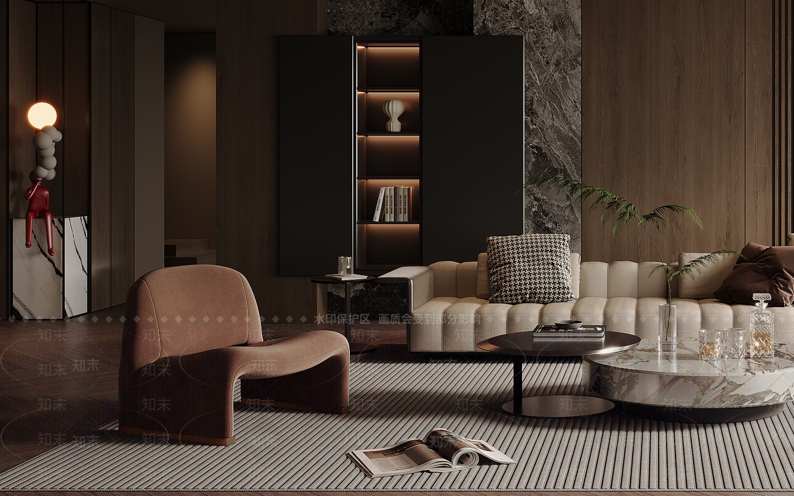 深色展示柜书柜3D模型下载【ID:1227317889】