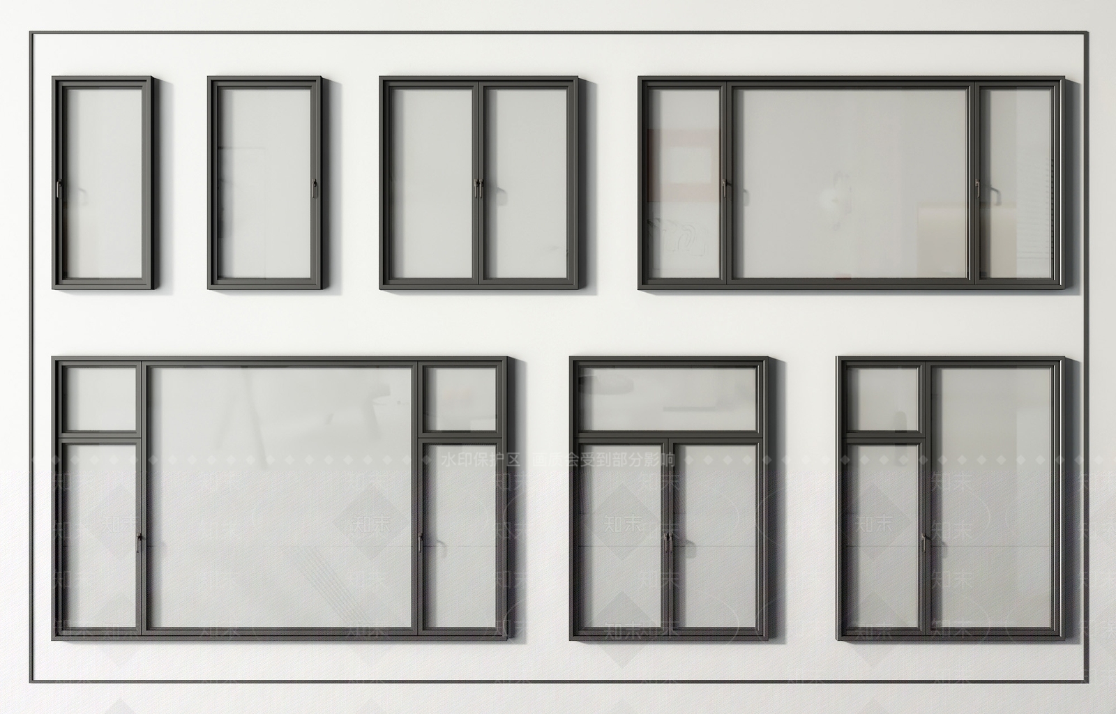 现代窗户3D模型下载【ID:1157010677】