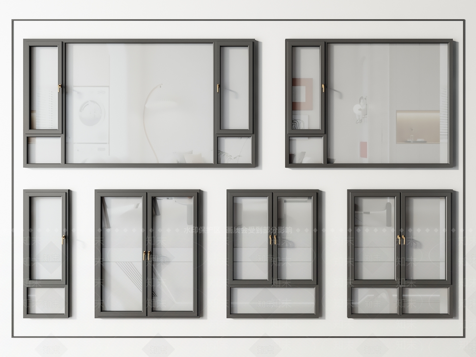 现代窗户3D模型下载【ID:1157011190】