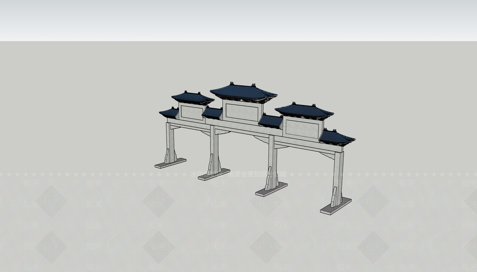 中式入口牌楼SU模型下载【ID:1157012262】