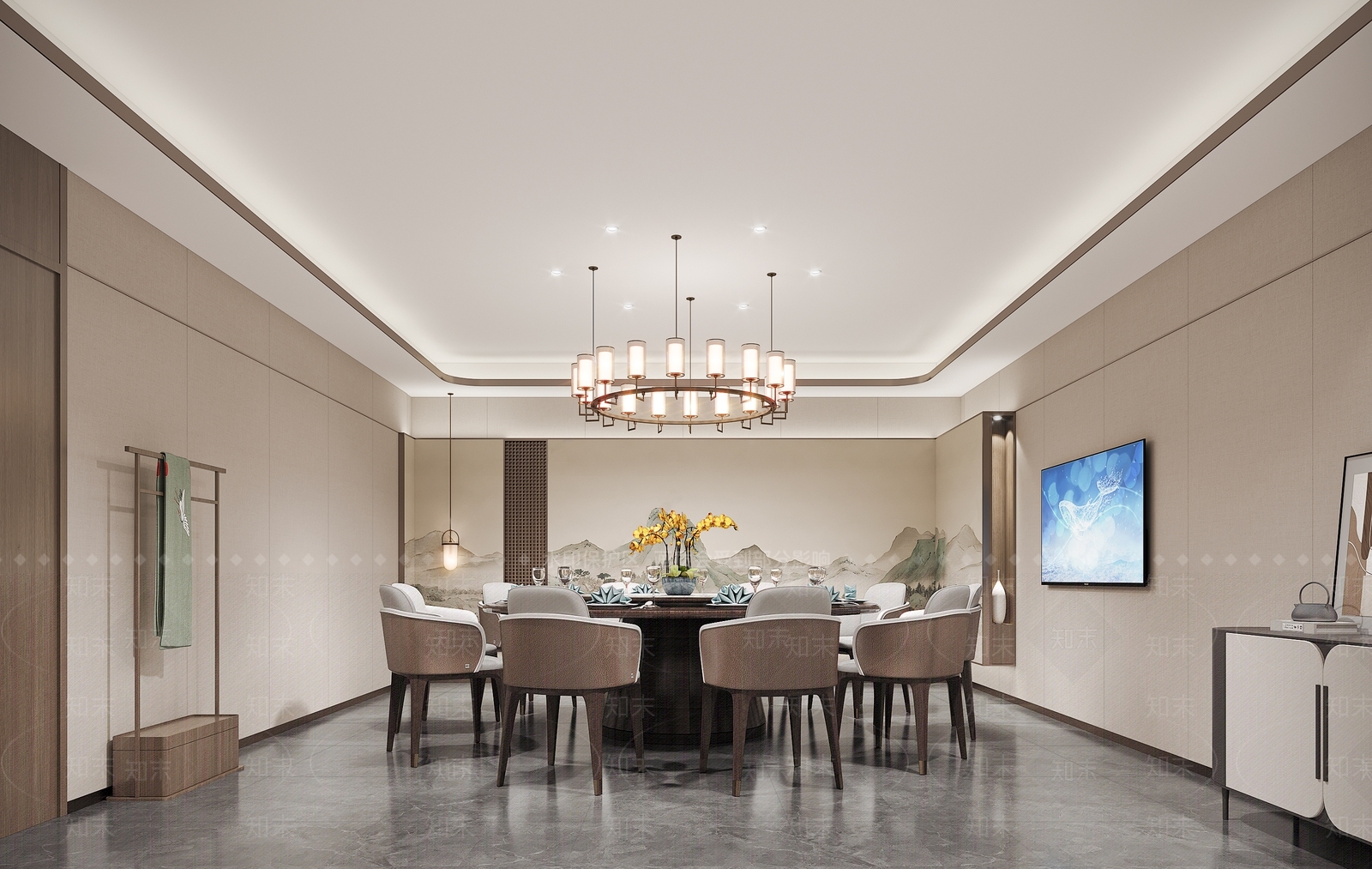 新中式会所包间3D模型下载【ID:1157013331】