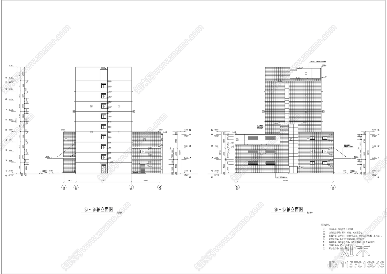 九层假日酒店全cad施工图下载【ID:1157016046】