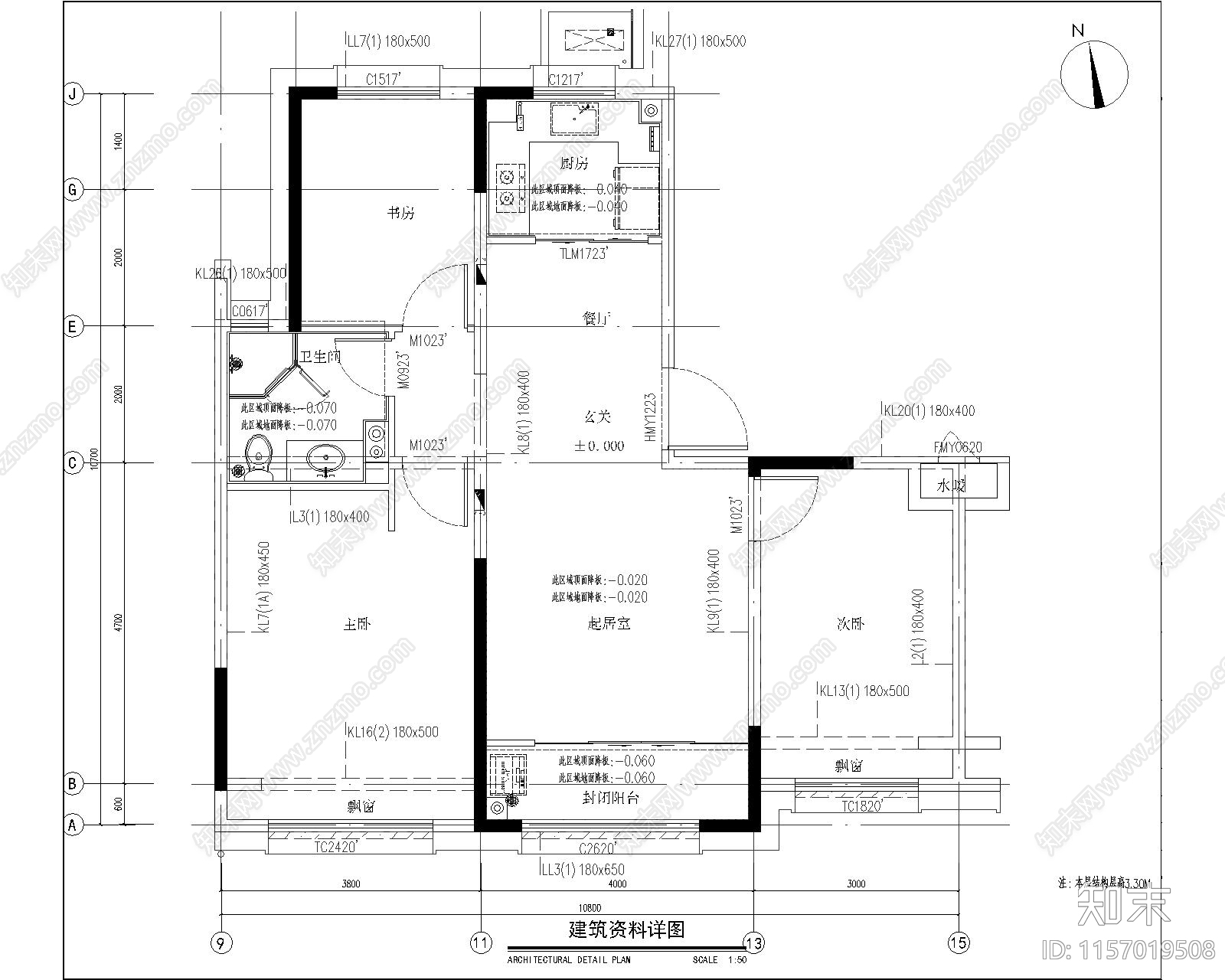 现代简约cad施工图下载【ID:1157019508】