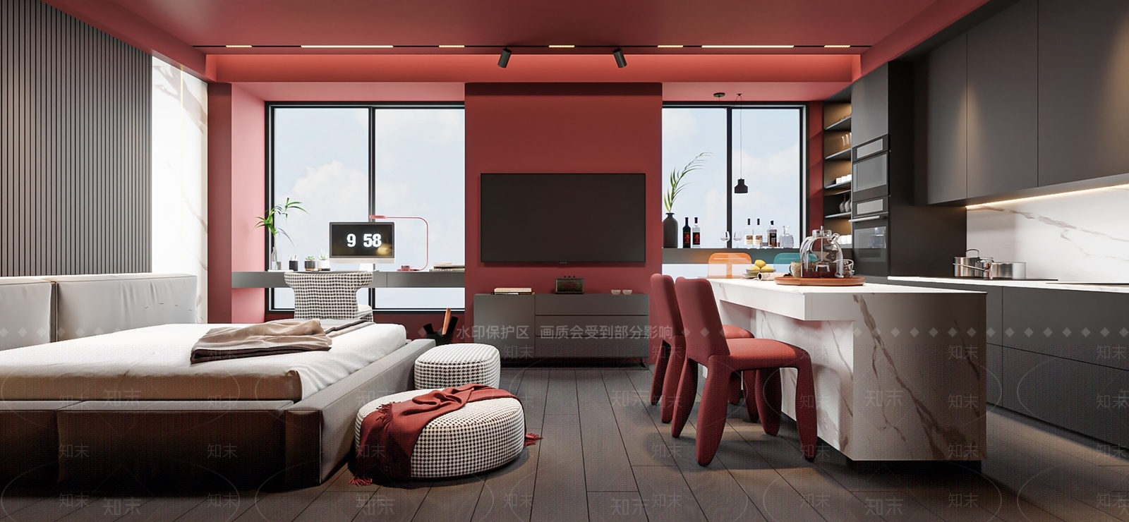 现代公寓卧室3D模型下载【ID:1157020382】