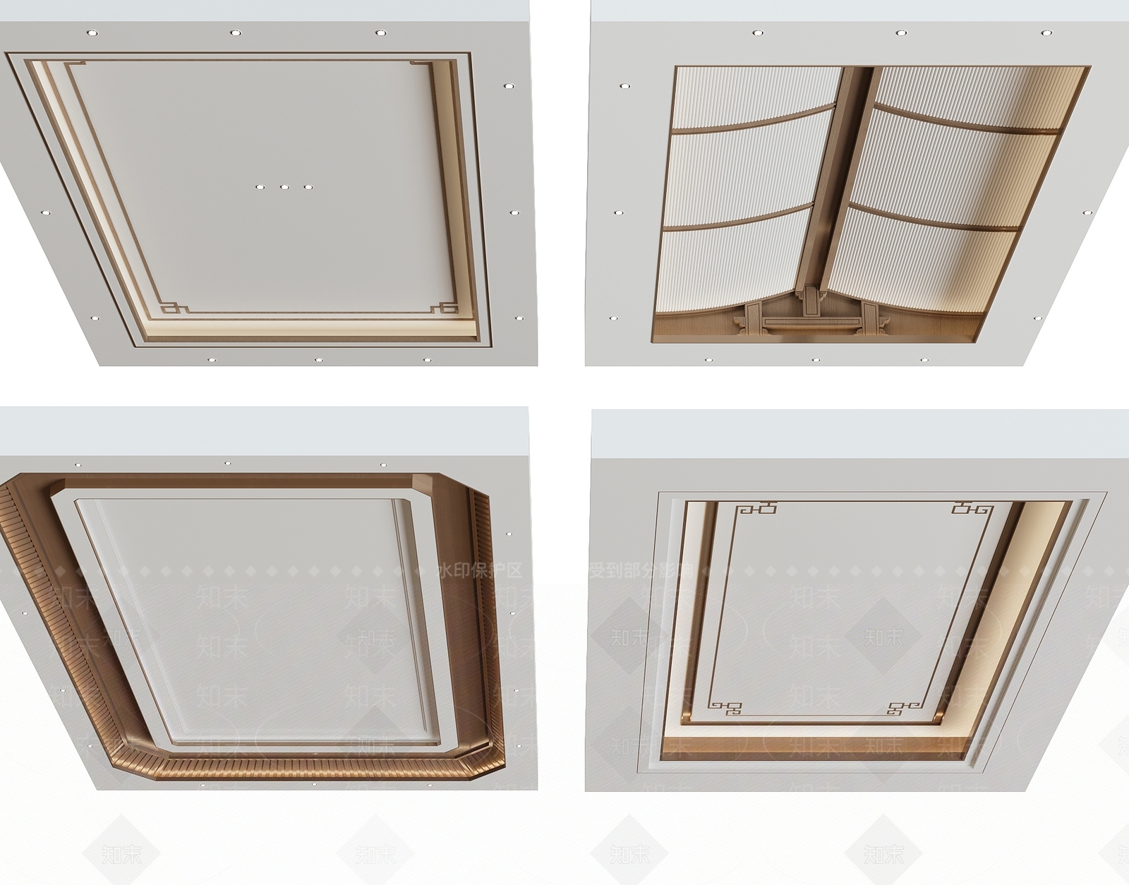 新中式天花吊顶SU模型下载【ID:1157021765】