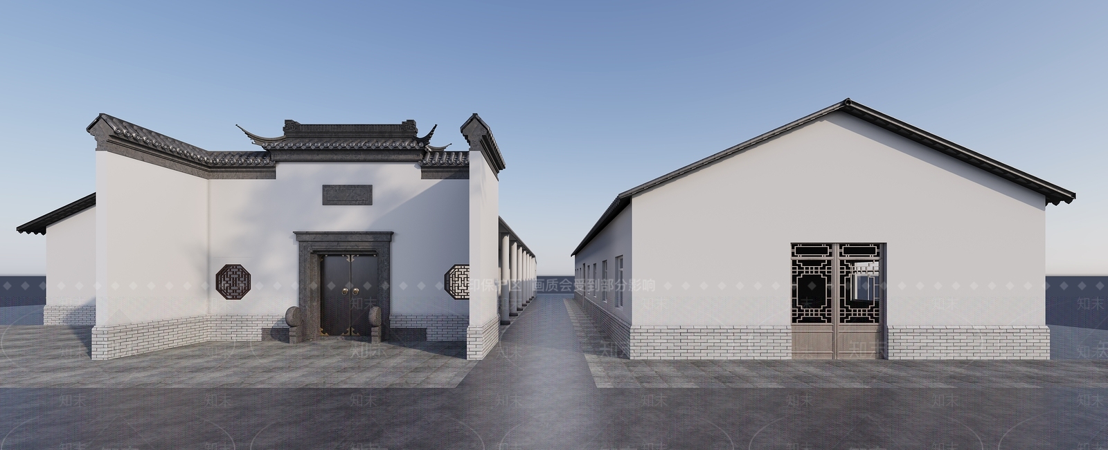 新中式祠堂外立面3D模型下载【ID:1157022485】