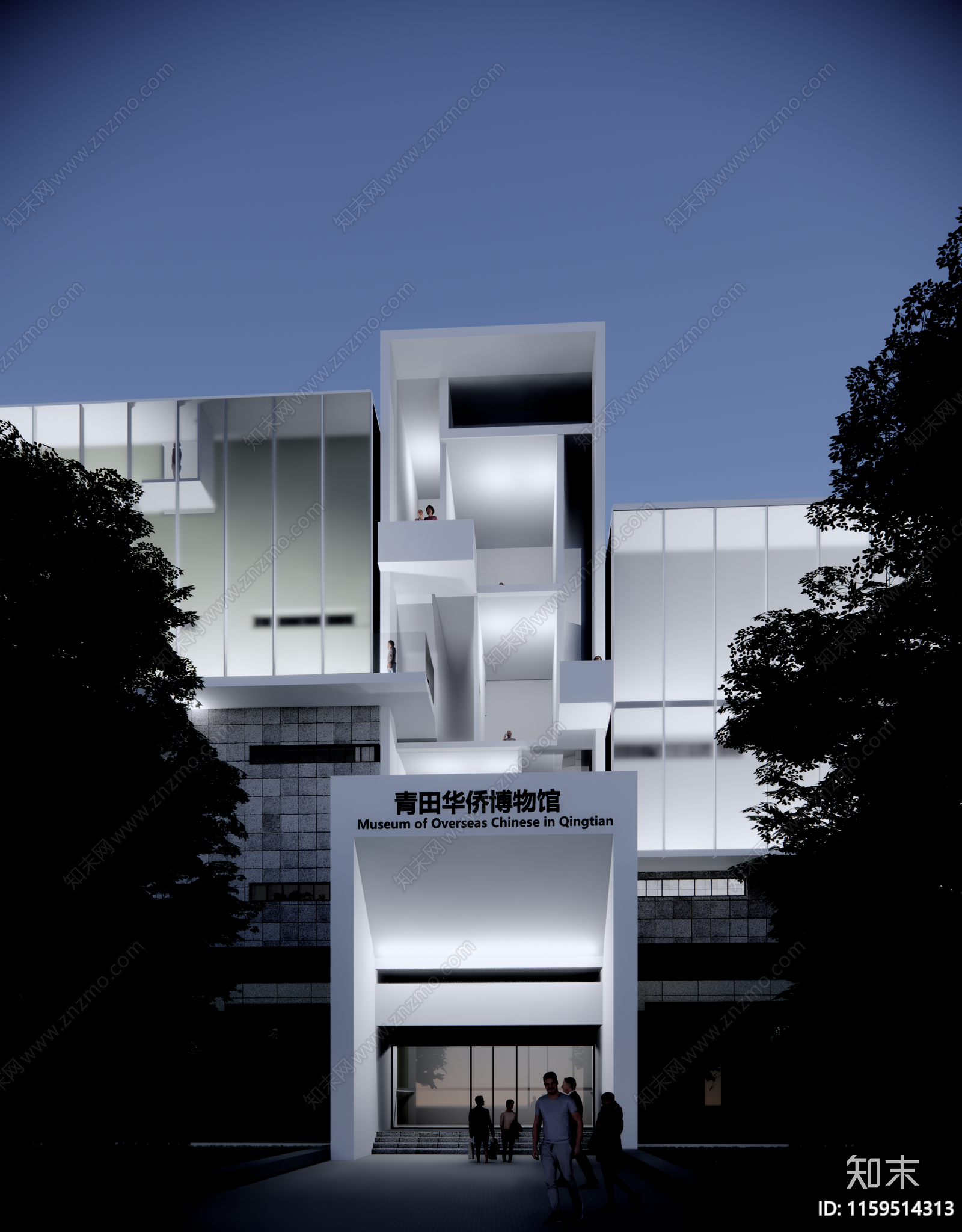 现代博物馆建筑SU模型下载【ID:1159514313】