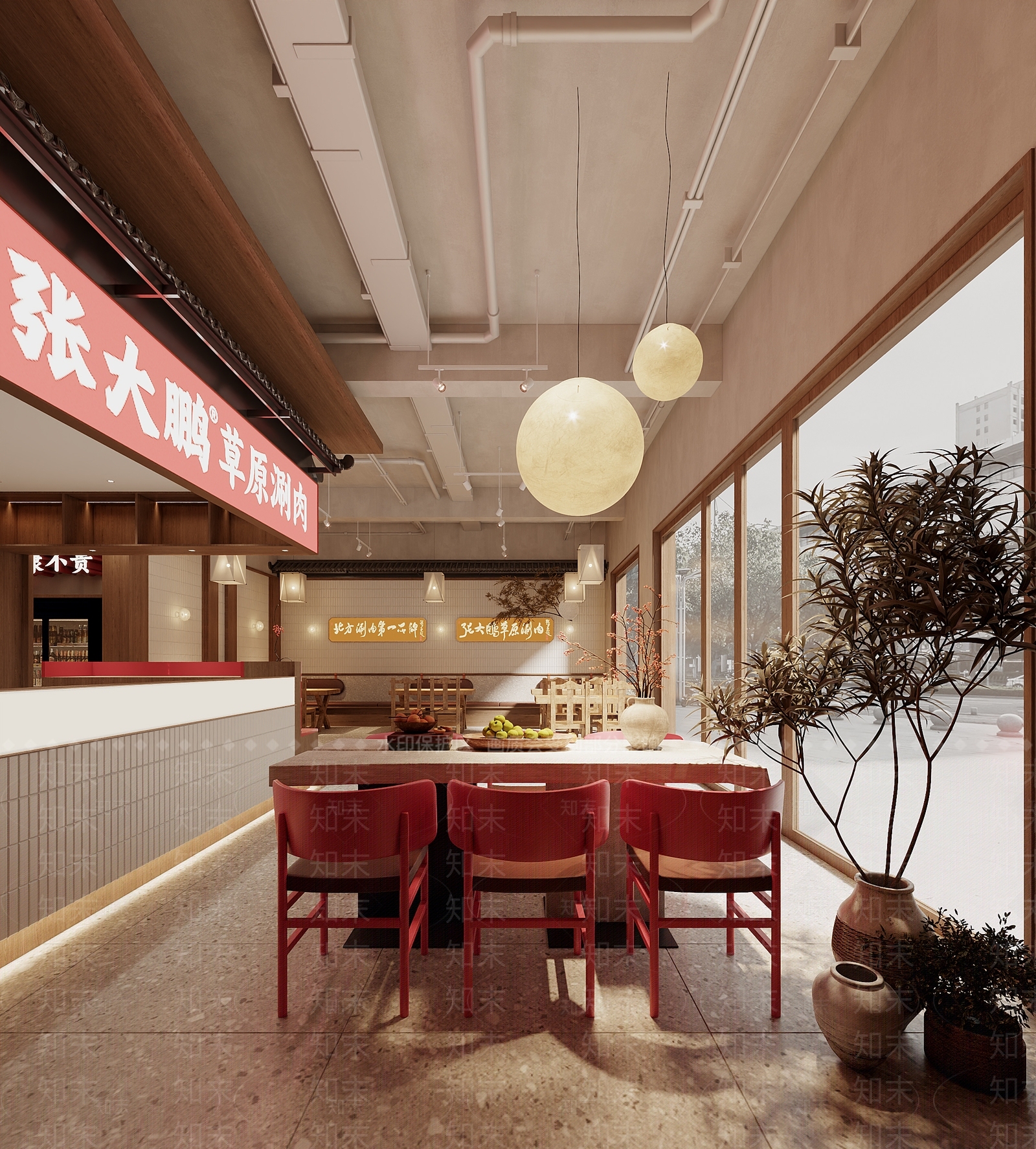 新中式国潮火锅店SU模型下载【ID:1157027385】