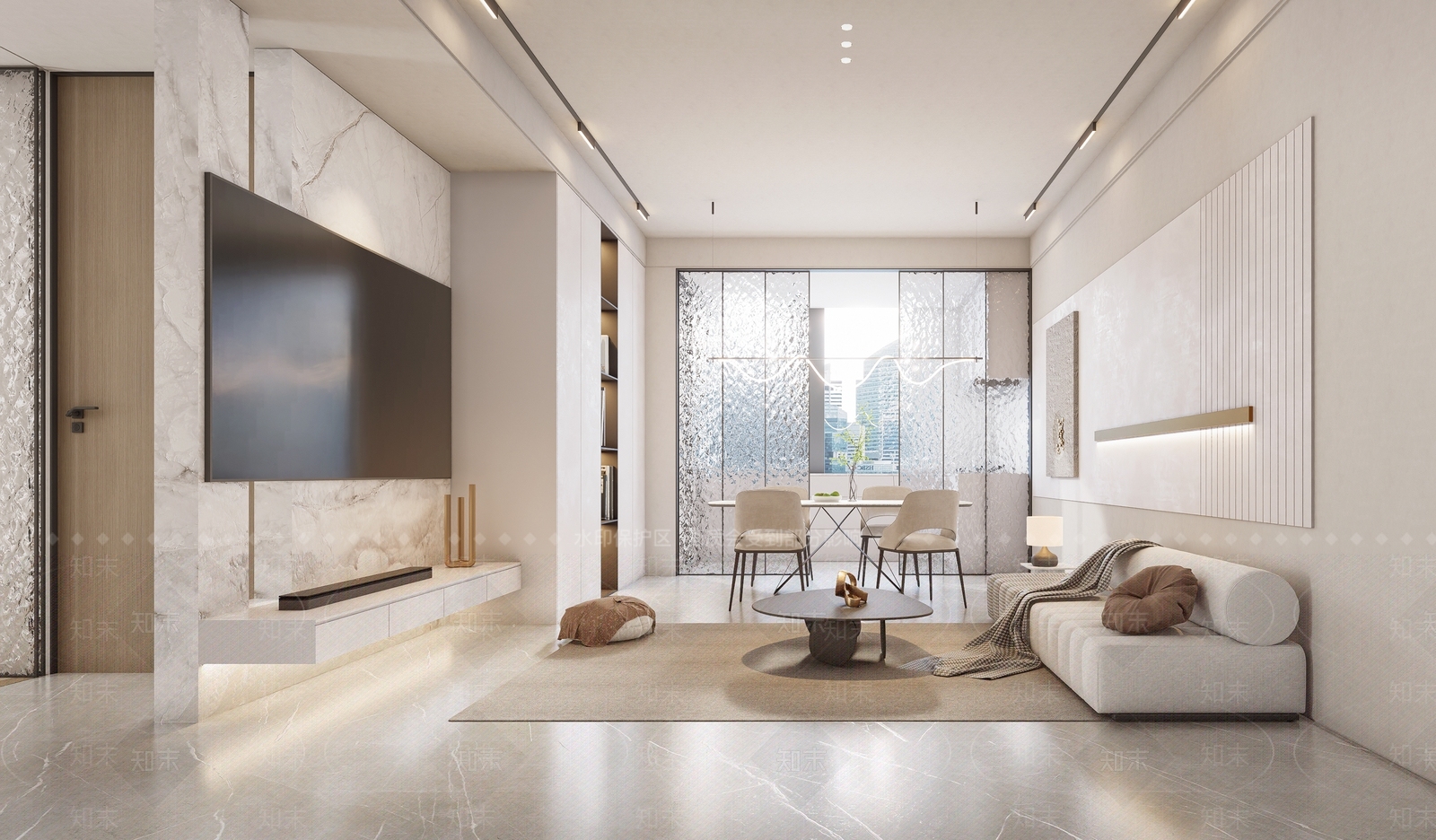 现代风格客餐厅SU模型下载【ID:1157027259】