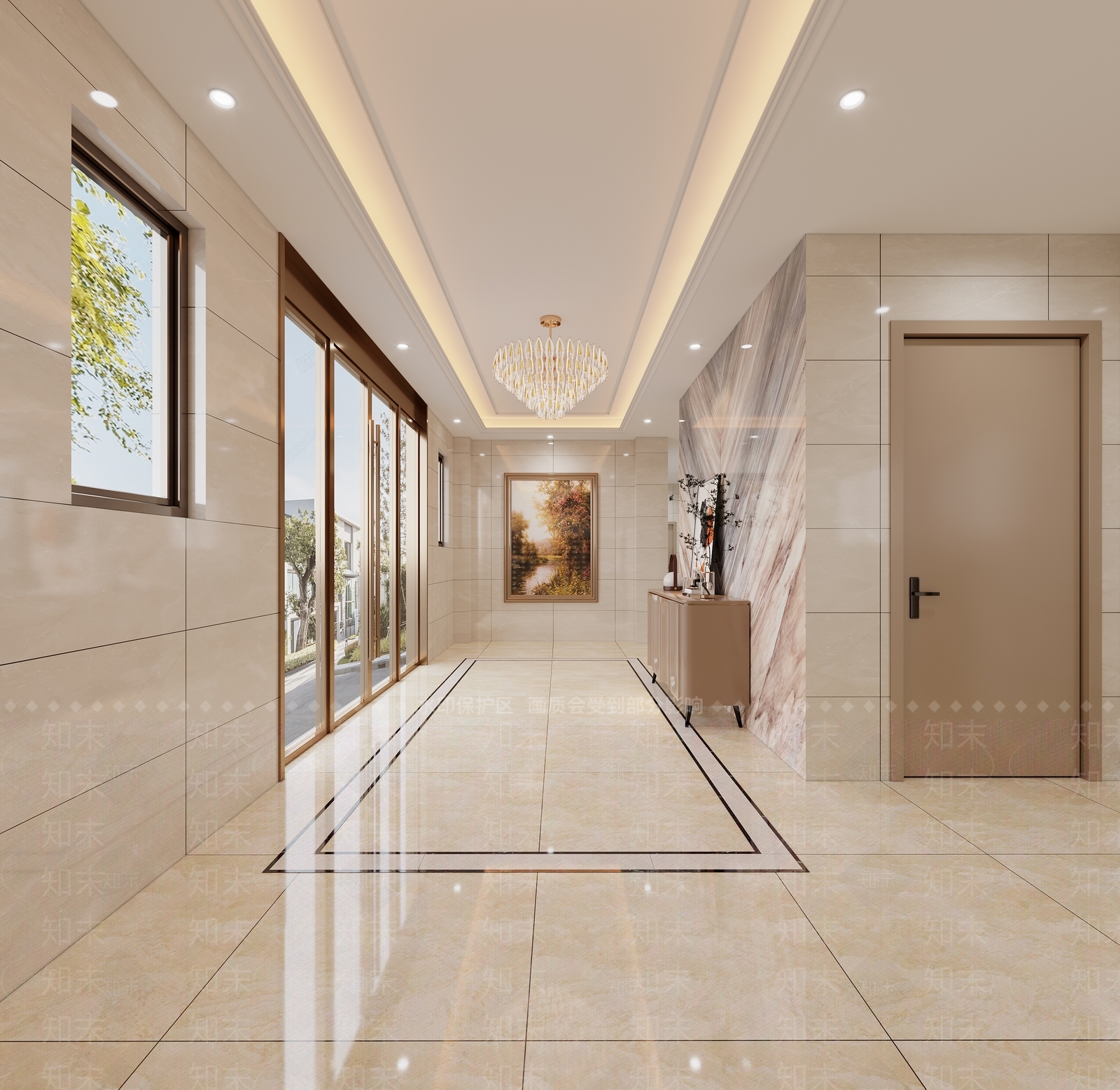 现代小区电梯间3D模型下载【ID:1157028675】