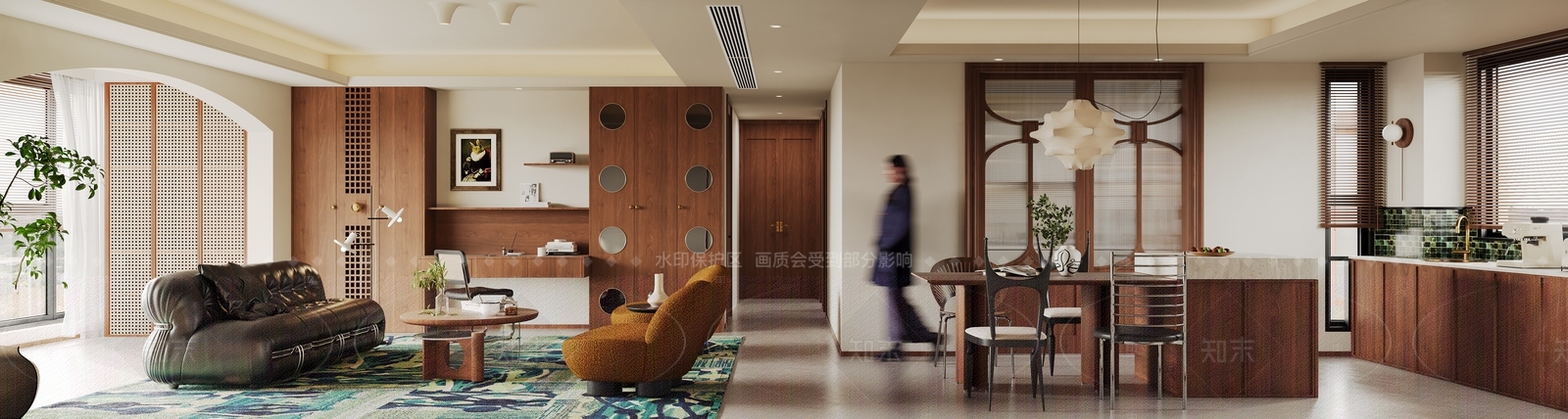 现代中古风客餐厅3D模型下载【ID:1157029029】