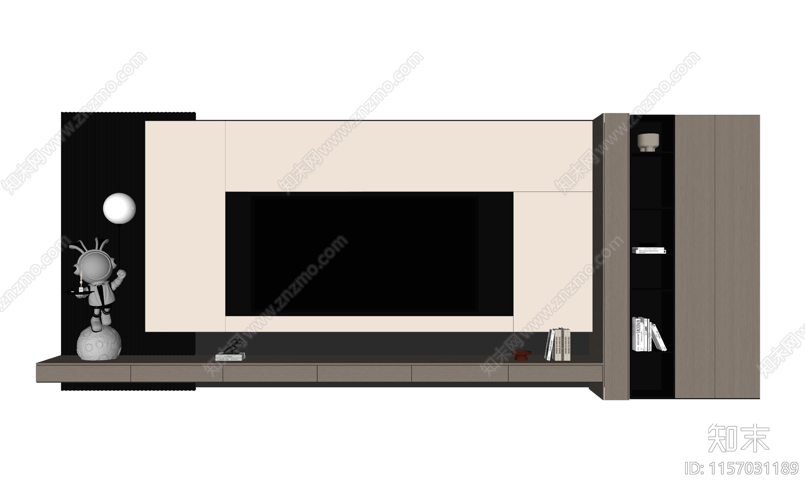 现代客厅电视背景墙SU模型下载【ID:1157031189】