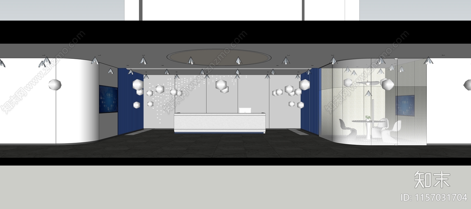 现代办公大堂SU模型下载【ID:1157031704】
