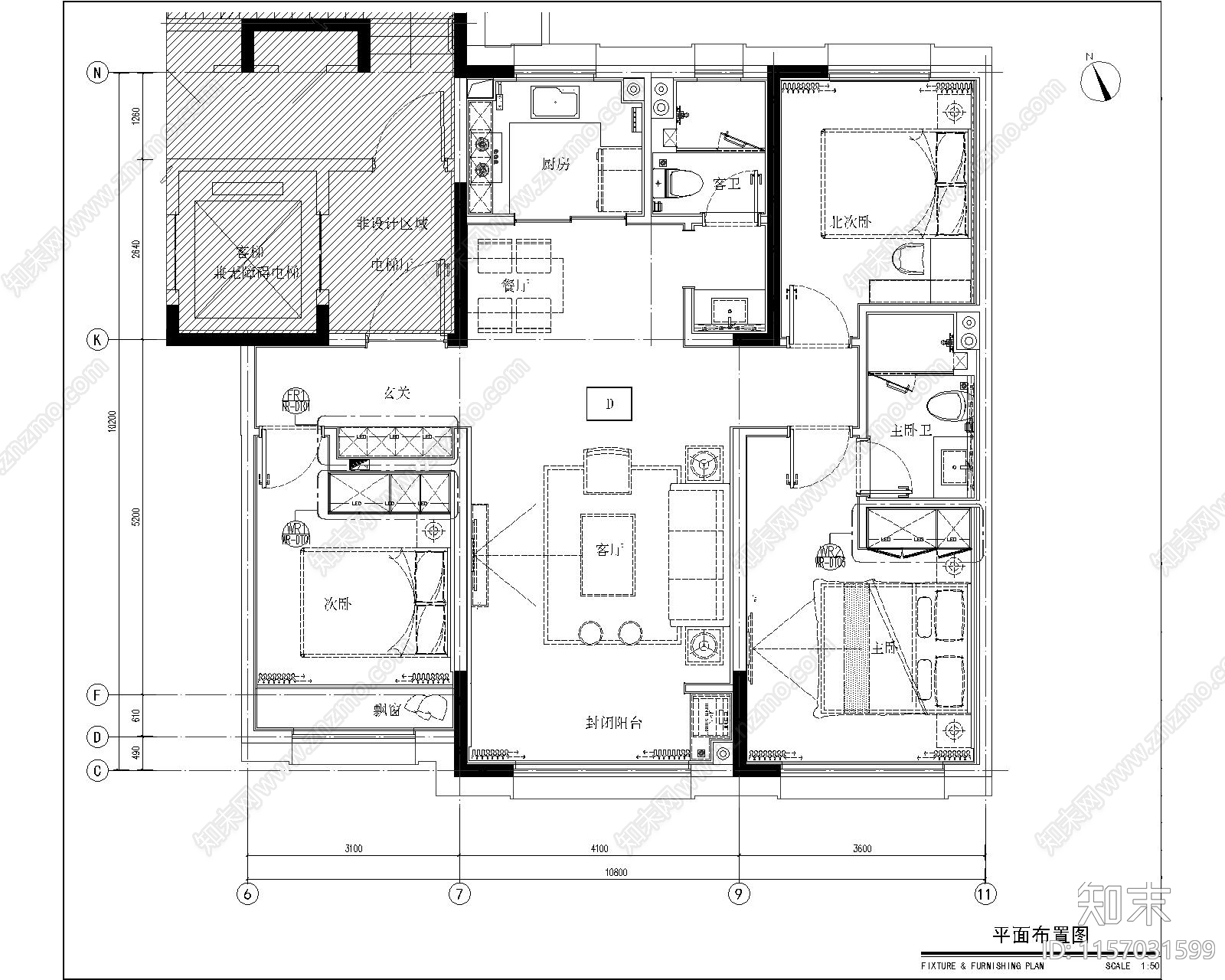 现代简约cad施工图下载【ID:1157031599】
