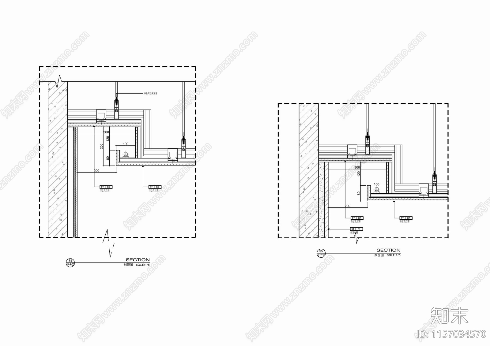 天棚漫反射灯带风口石膏板吊顶施工详图施工图下载【ID:1157034570】