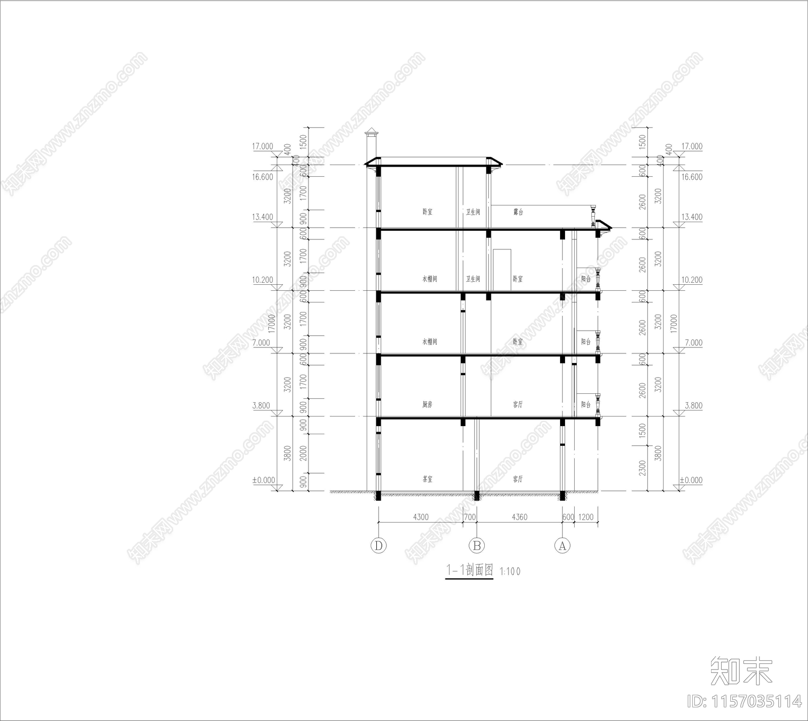 欧式别墅cad施工图下载【ID:1157035114】