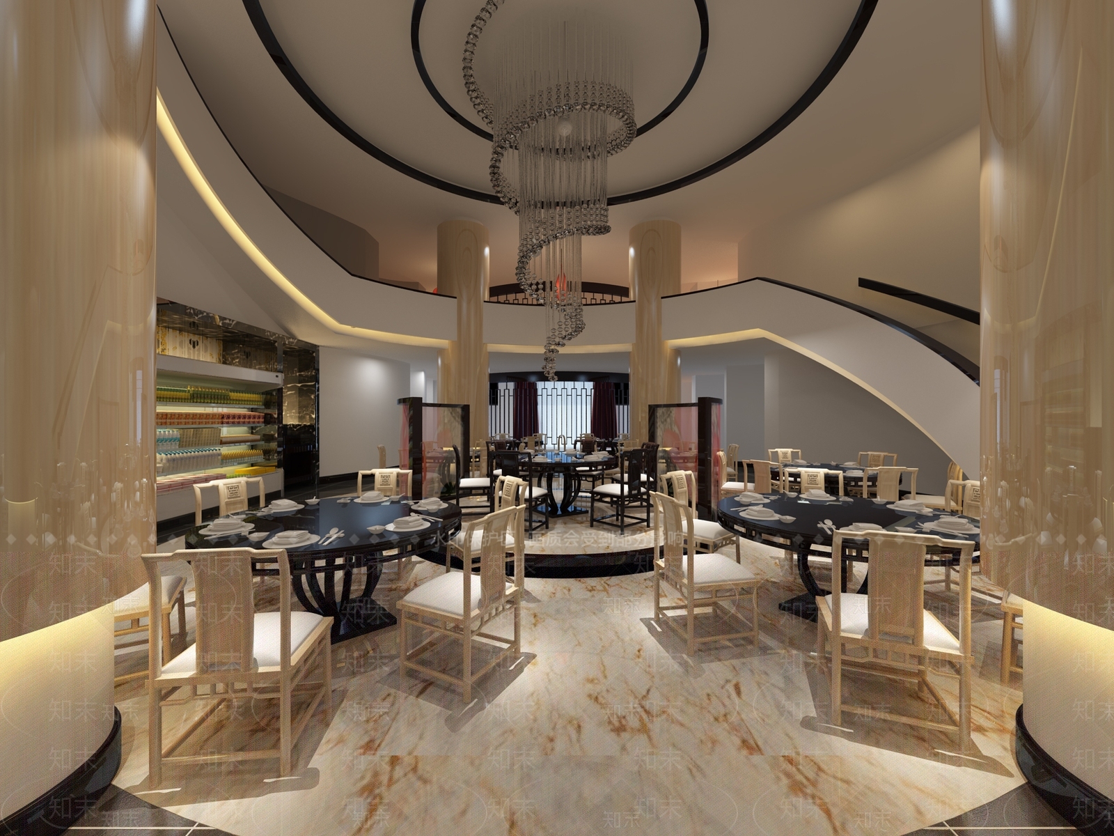 新中式中餐厅3D模型下载【ID:1157035490】