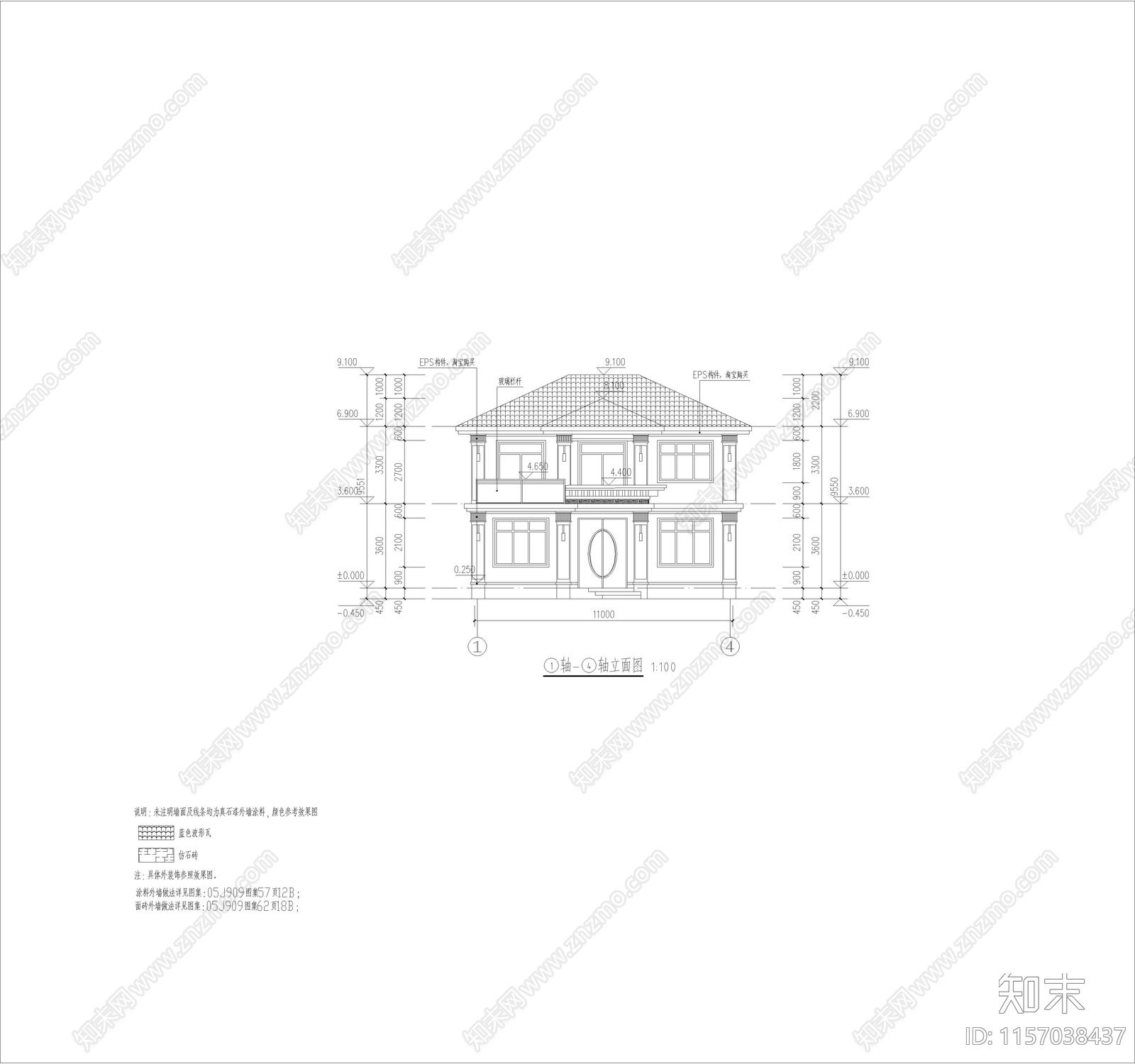 新中式别墅cad施工图下载【ID:1157038437】
