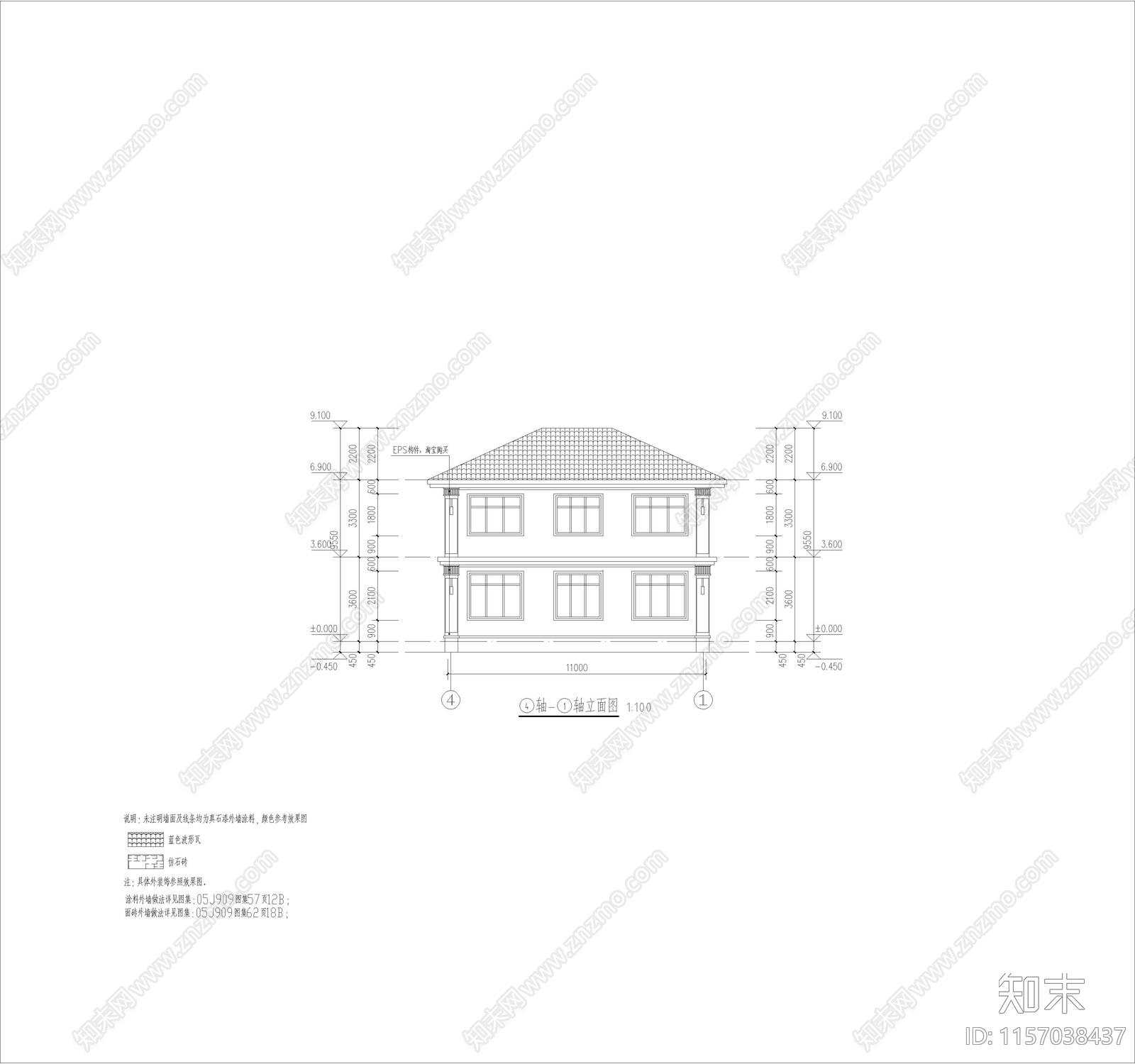 新中式别墅cad施工图下载【ID:1157038437】