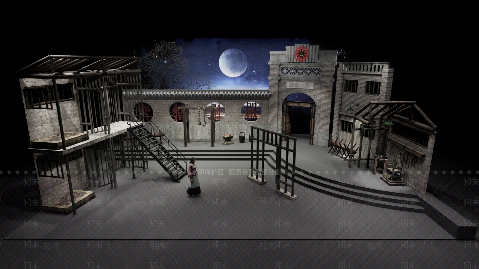 现代民国监狱舞台设计SU模型下载【ID:1157043823】