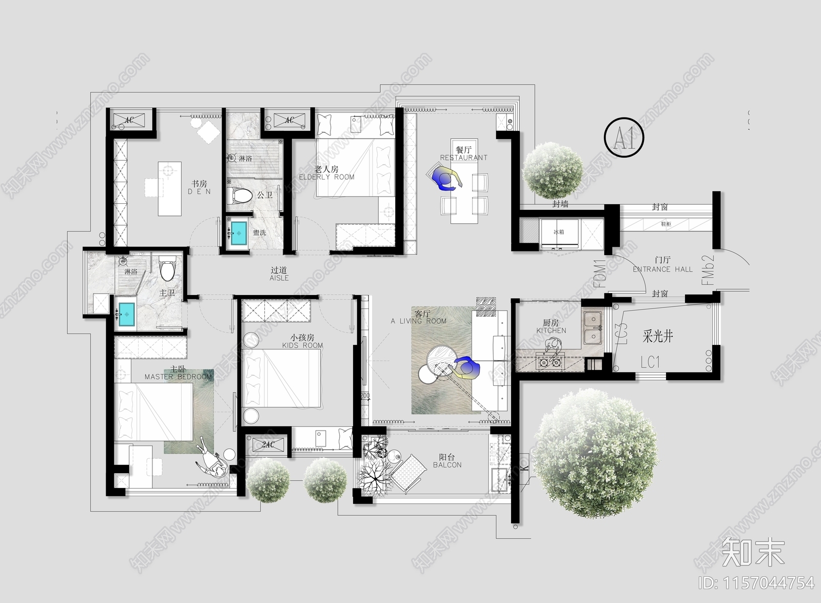 110m²样板间设计施工图下载【ID:1157044754】