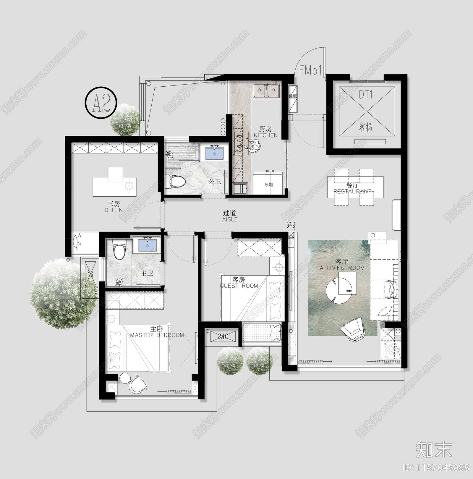 80m²样板间设计施工图下载【ID:1157045898】