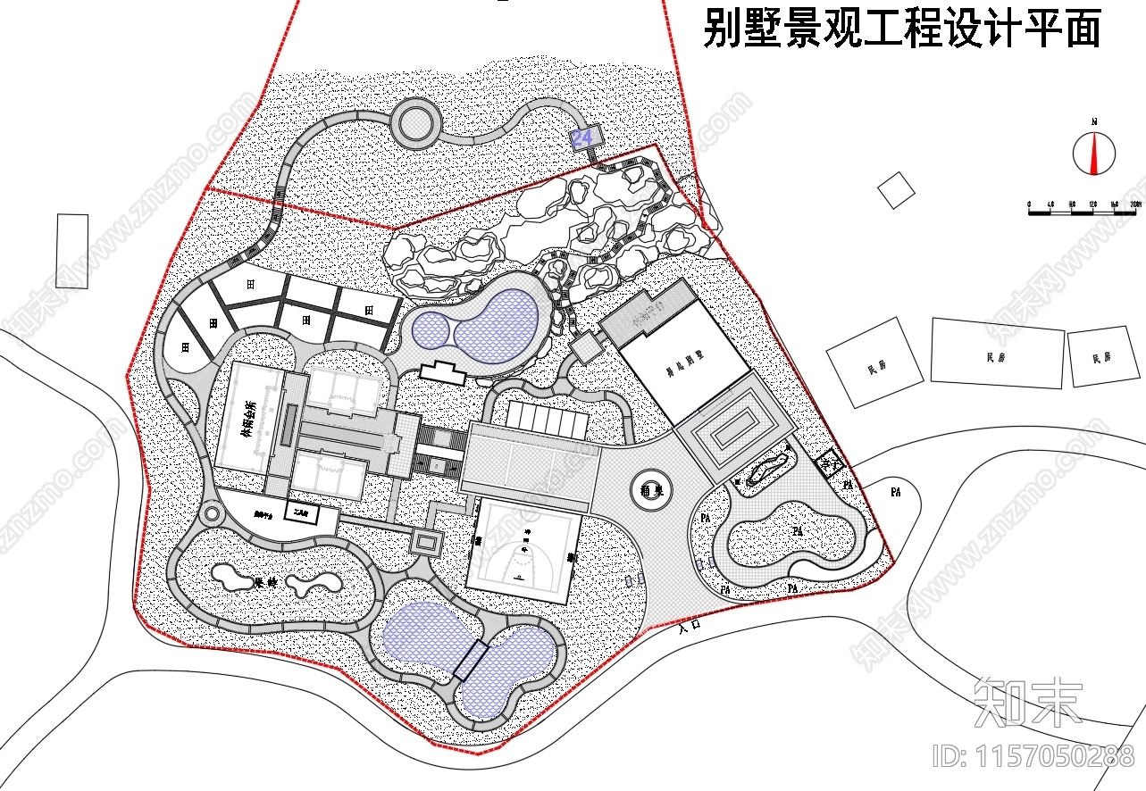 私家别墅庭院景观设计方案cad施工图下载【ID:1157050288】