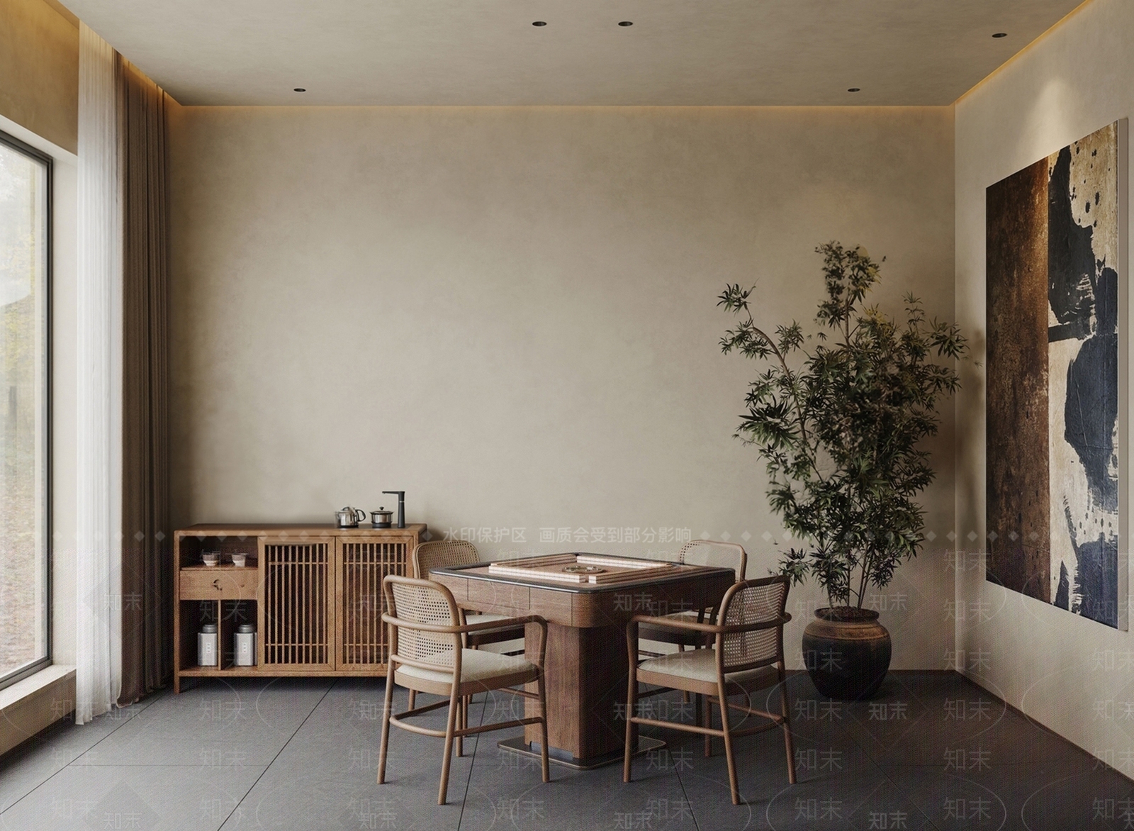 侘寂风棋牌室SU模型下载【ID:1157051933】