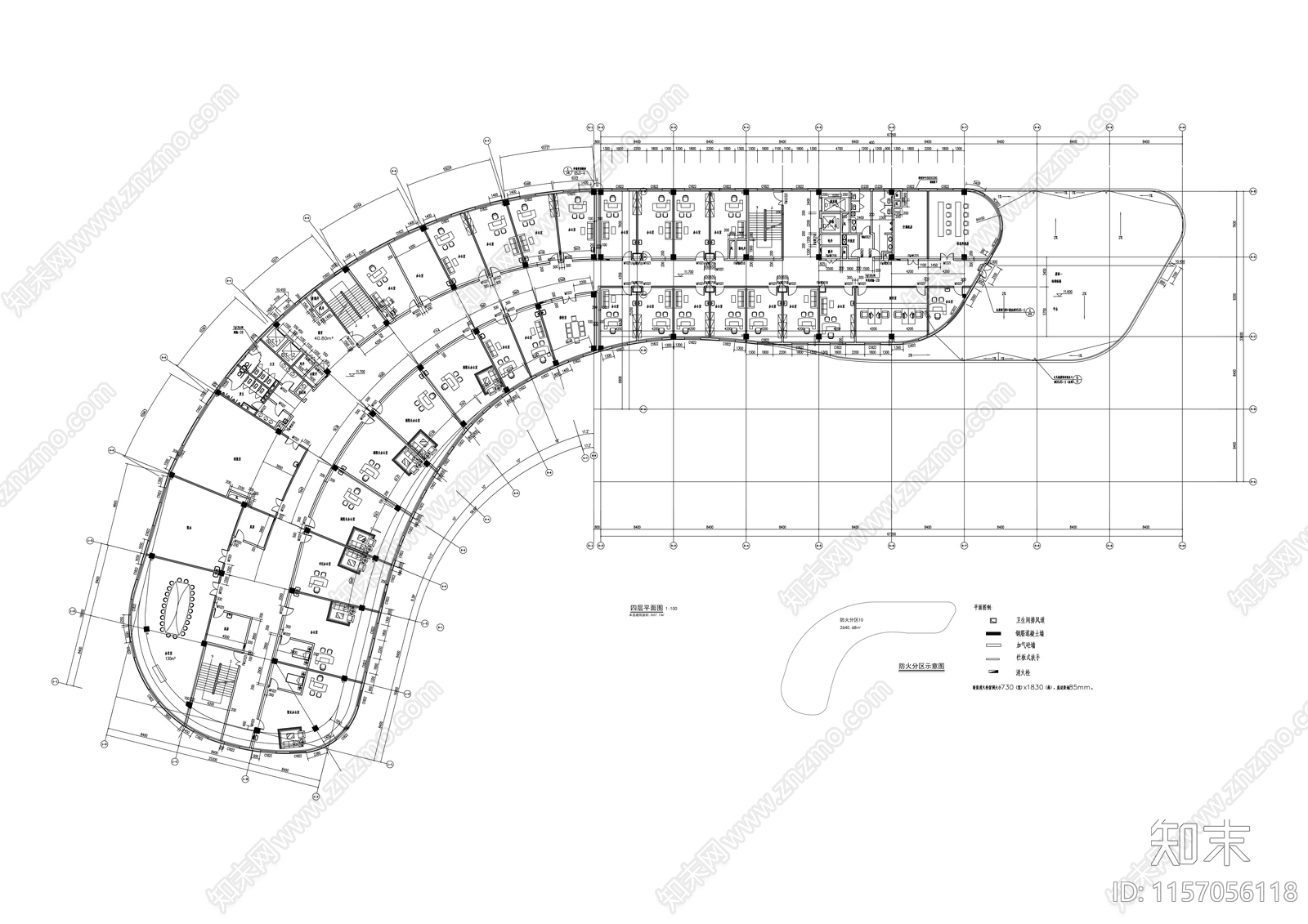 5层现代风格知名企业办公建筑设cad施工图下载【ID:1157056118】