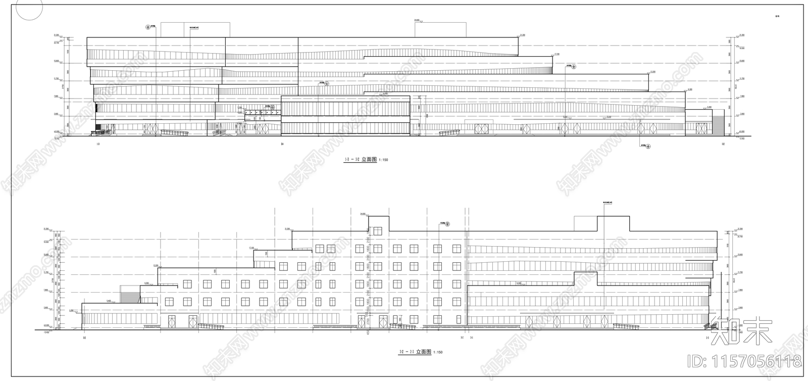 5层现代风格知名企业办公建筑设cad施工图下载【ID:1157056118】