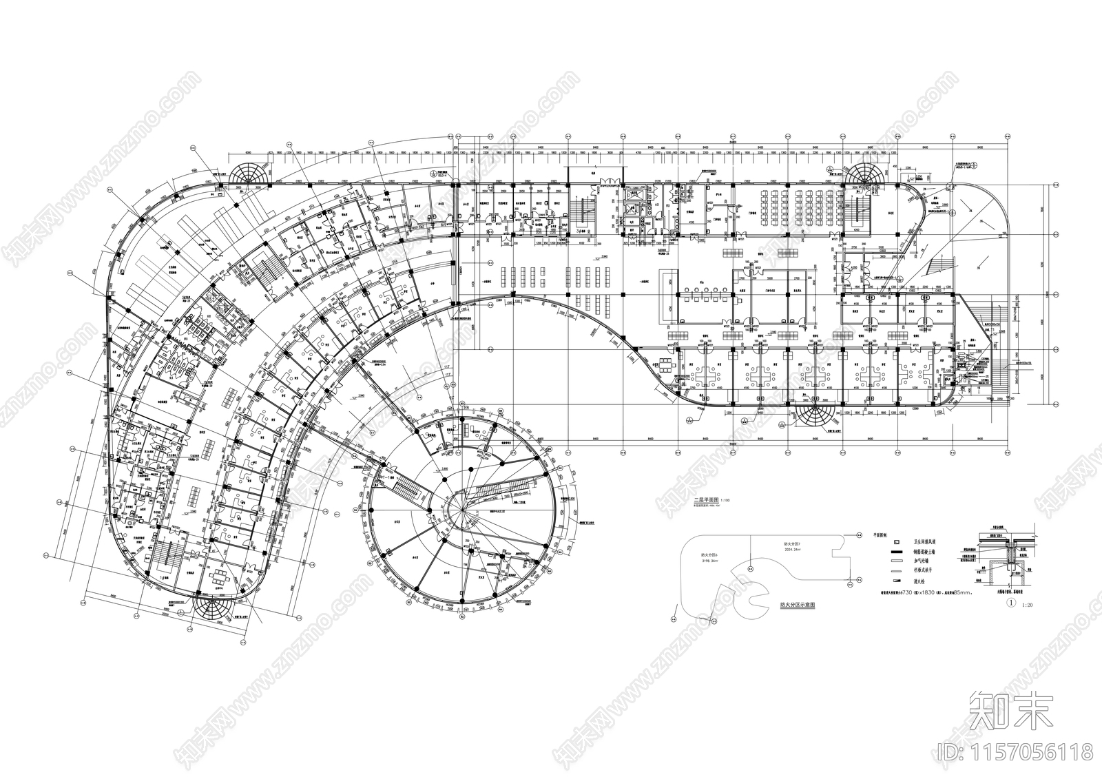 5层现代风格知名企业办公建筑设cad施工图下载【ID:1157056118】