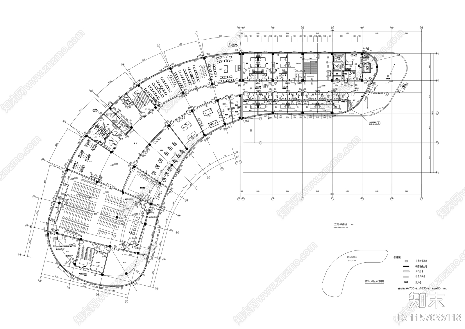 5层现代风格知名企业办公建筑设cad施工图下载【ID:1157056118】